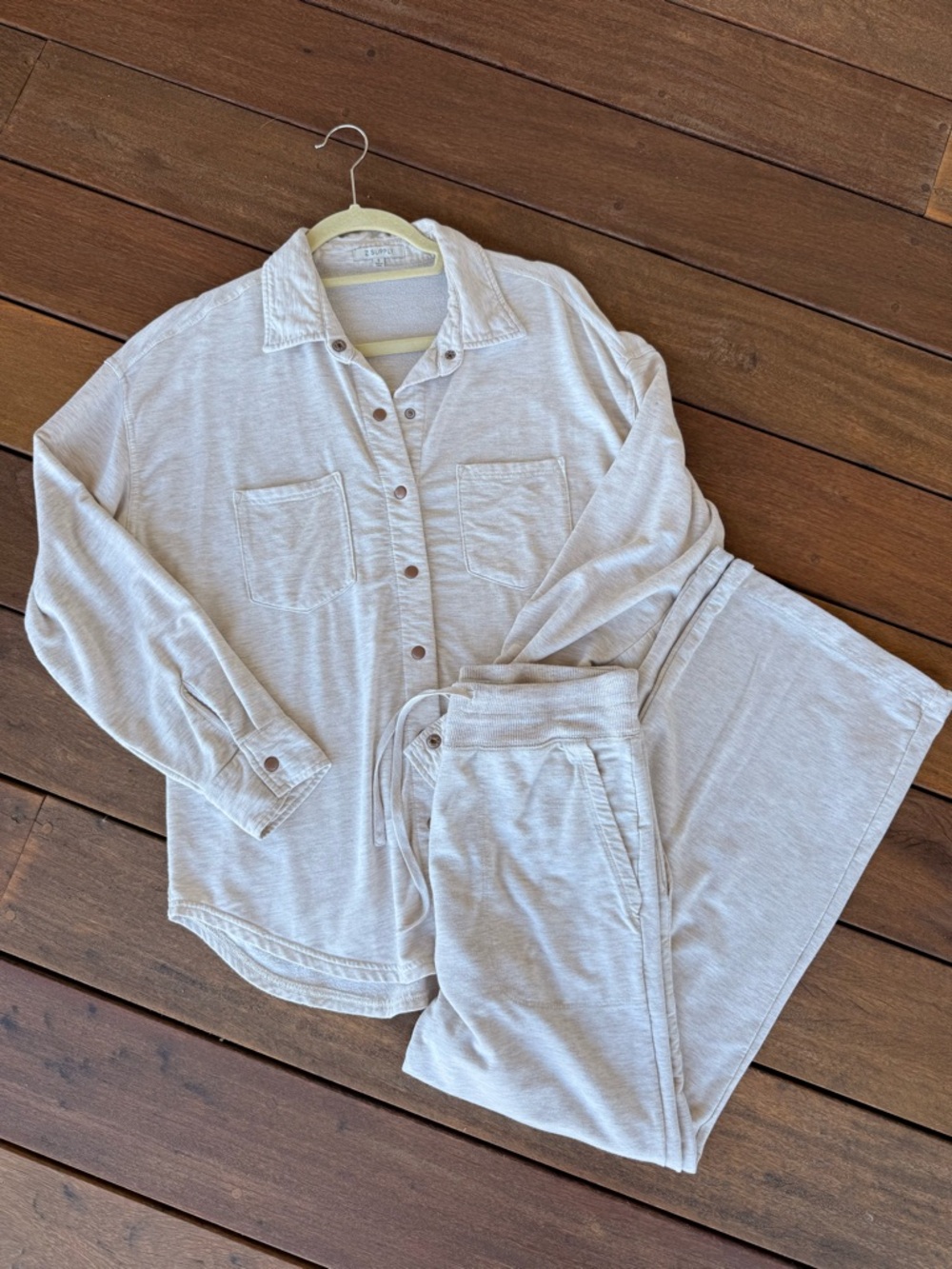 Z Supply SET of Cream Shacket & Wide Leg Ankle Pants XS & S